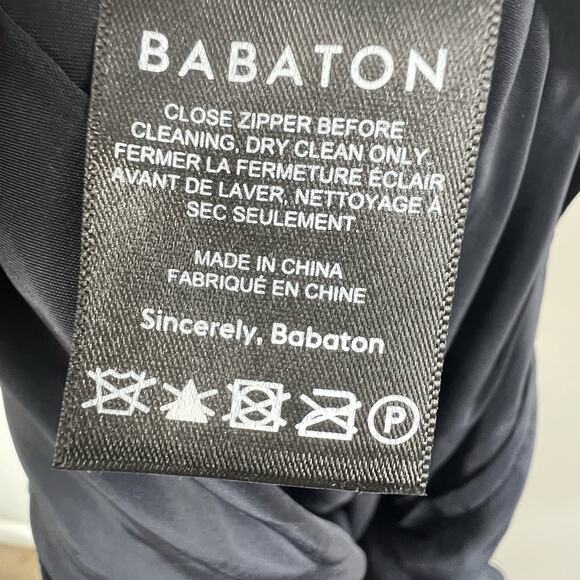 Babaton Navy Blue Wide Leg Trouser Pants Size 4 Cropped Wool Blend - Picture 13 of 13